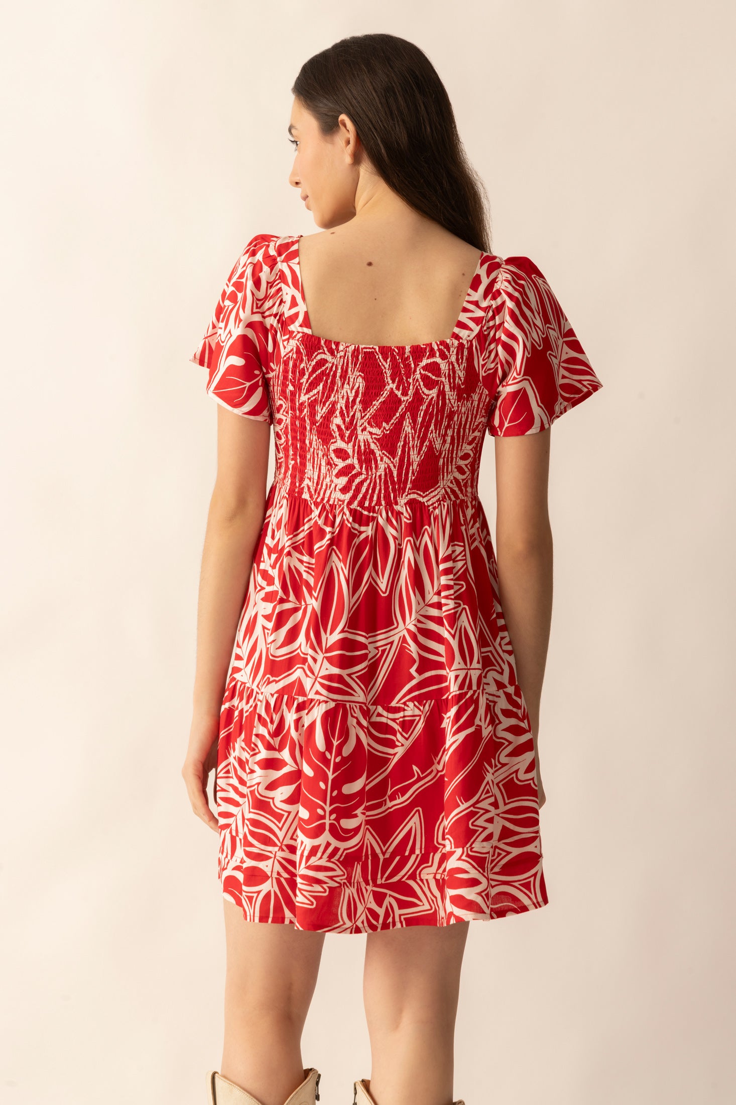 Lily's Cove Empire Waist Dress In Red