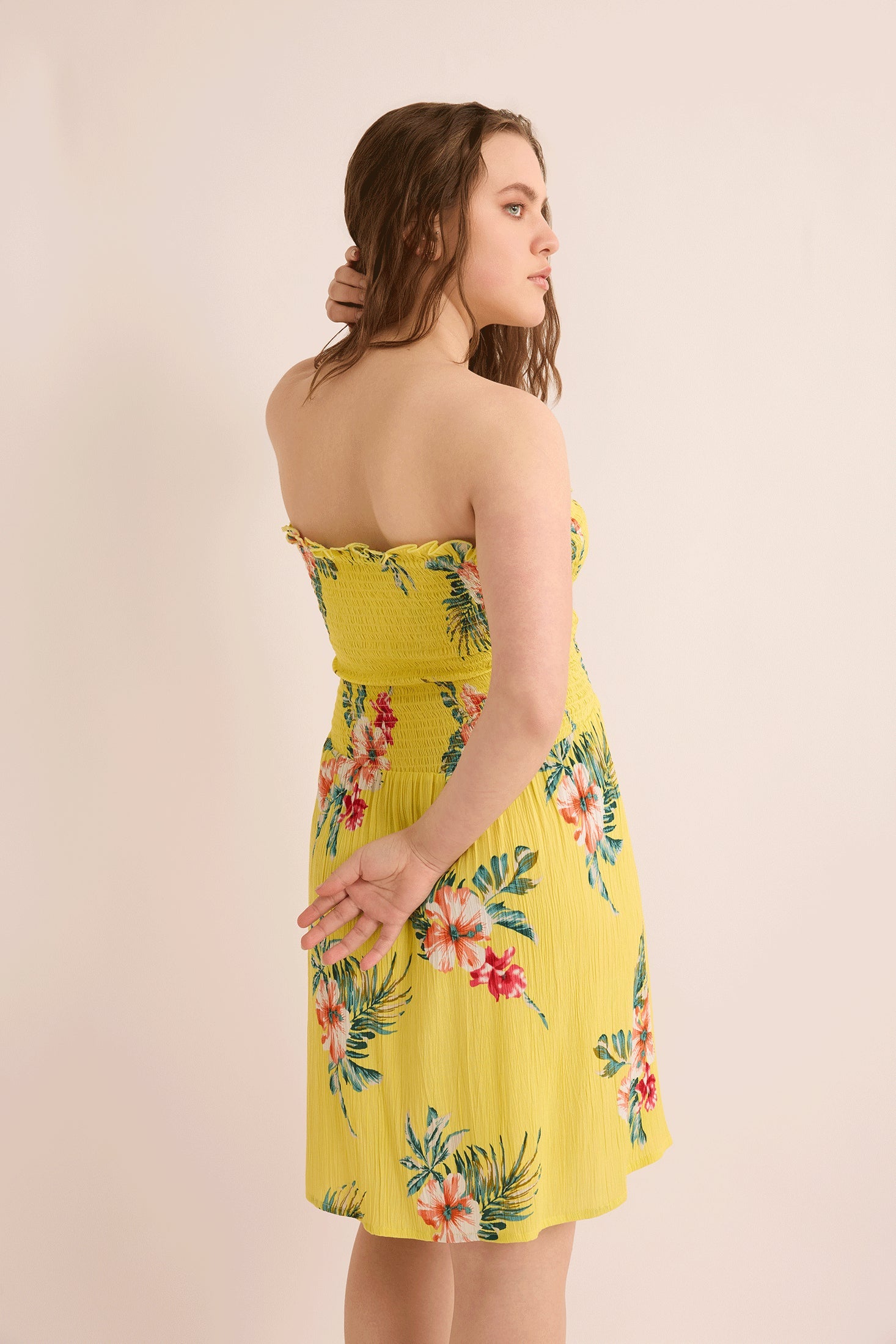 Grace's Morning Strapless Dress In Yellow