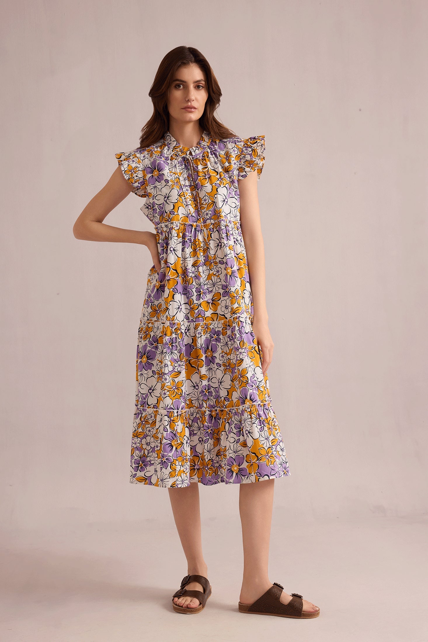 Blossom Paradise Empire Dress In Multicolor