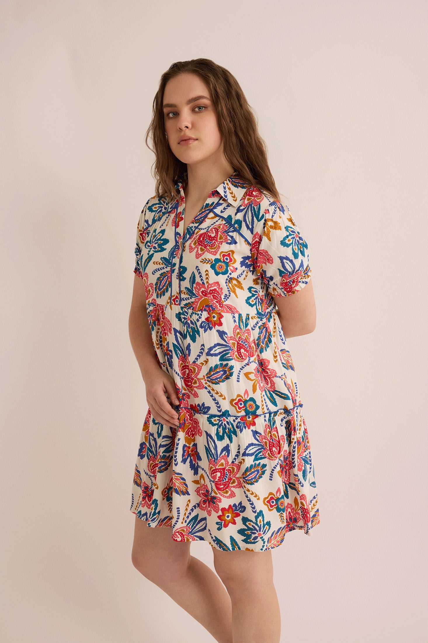 Alexa Floral Shirt Dress In Multicolor