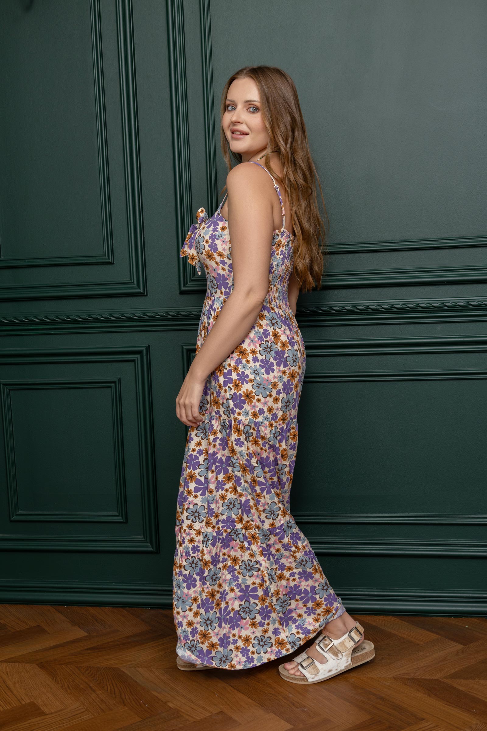 Jocelyn Joy Floral Dress In Purple