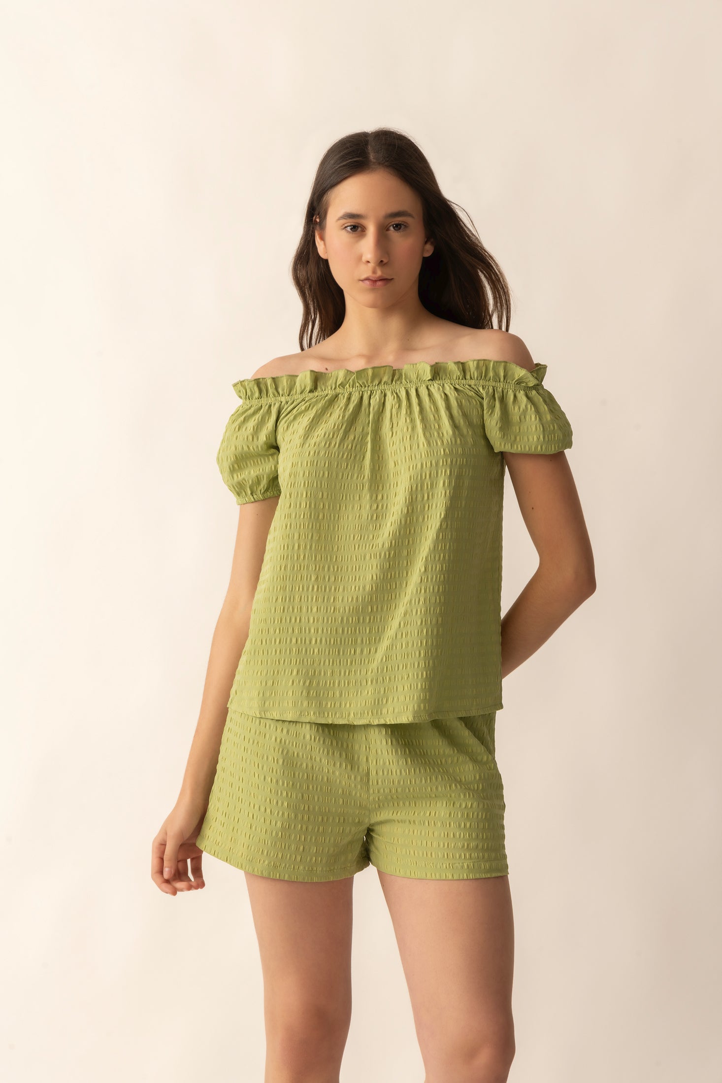 Catherine Drop Shoulder Top In Green