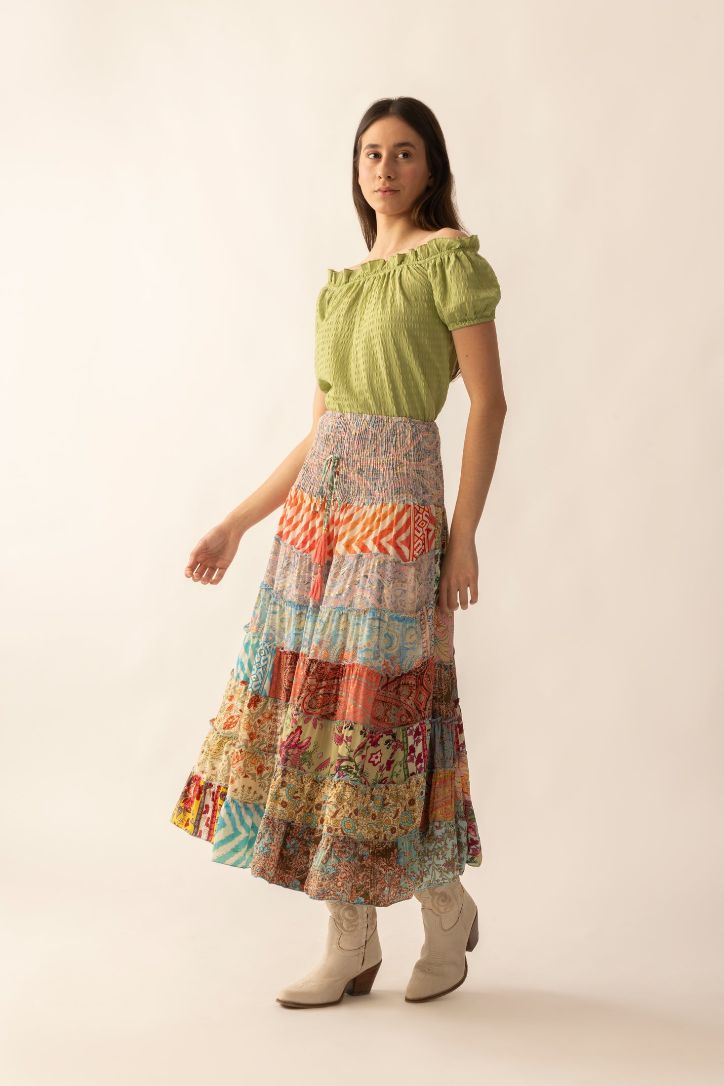 Cassandra Patchwork Dress in Multicolor