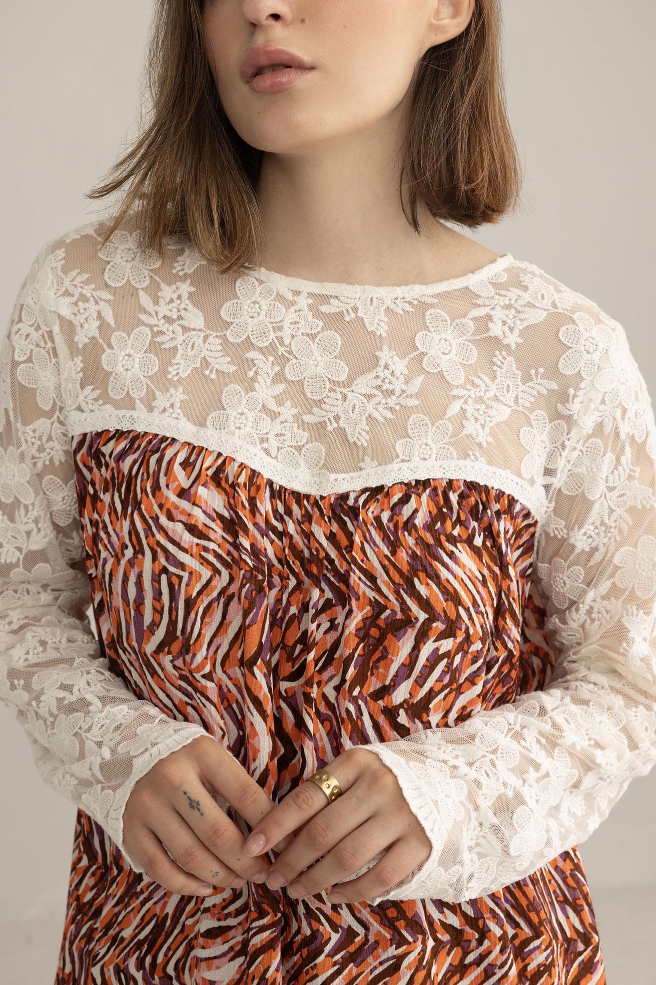 Tigerlily Lace Top in Multicolor Print