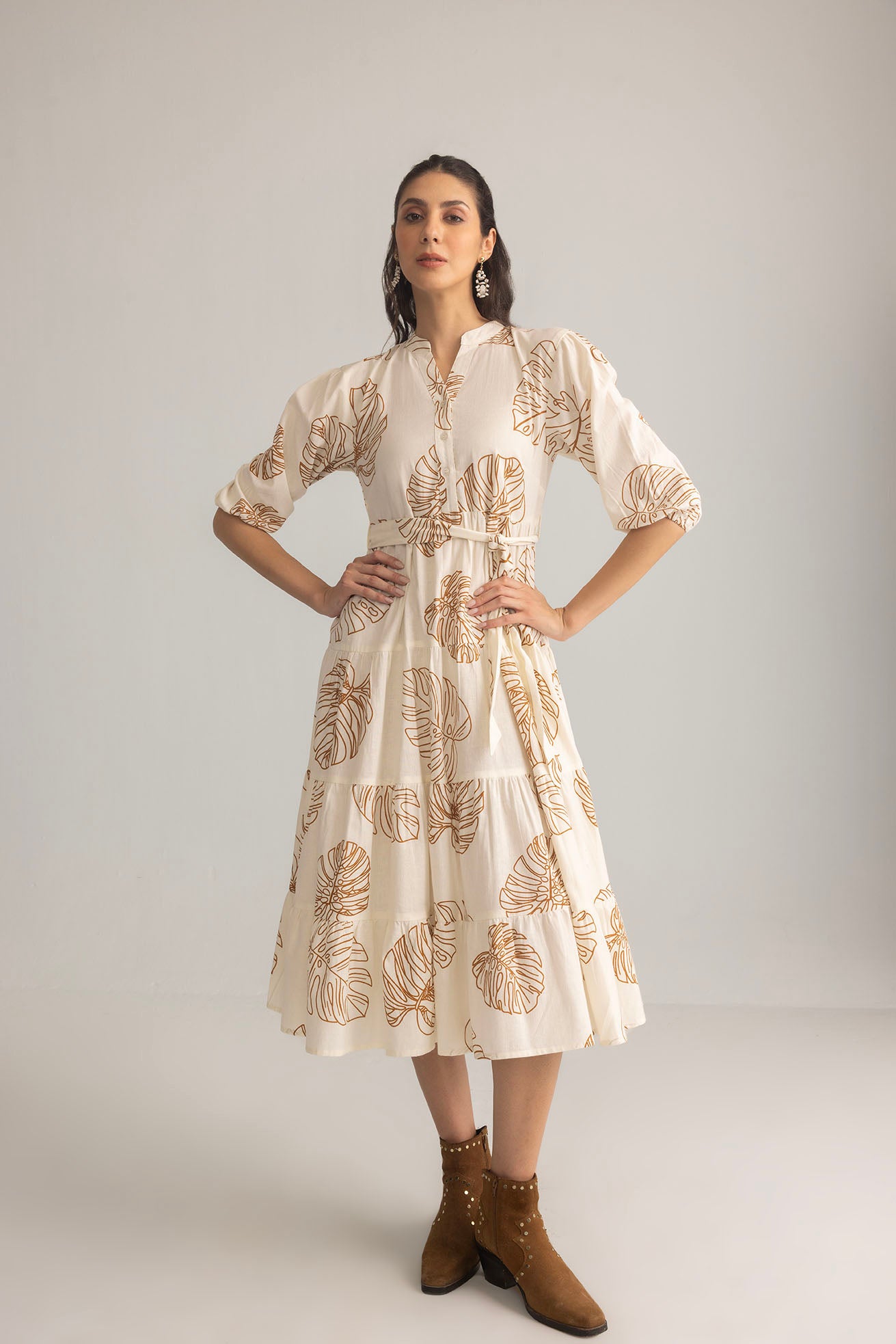 Botanica Moon Maxi Dress in Shadow White