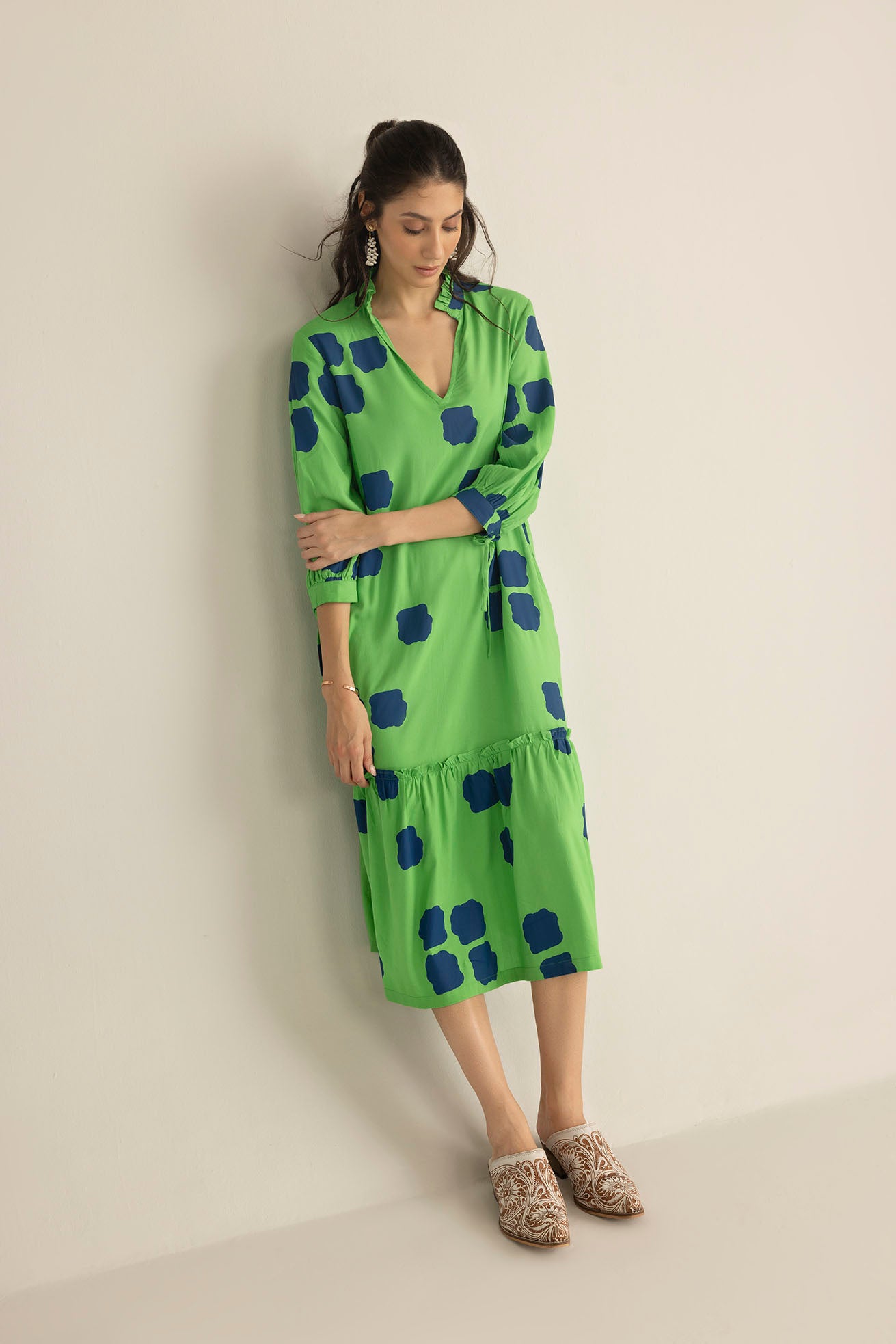 Abstract Eden Long Dress in Neon Ink