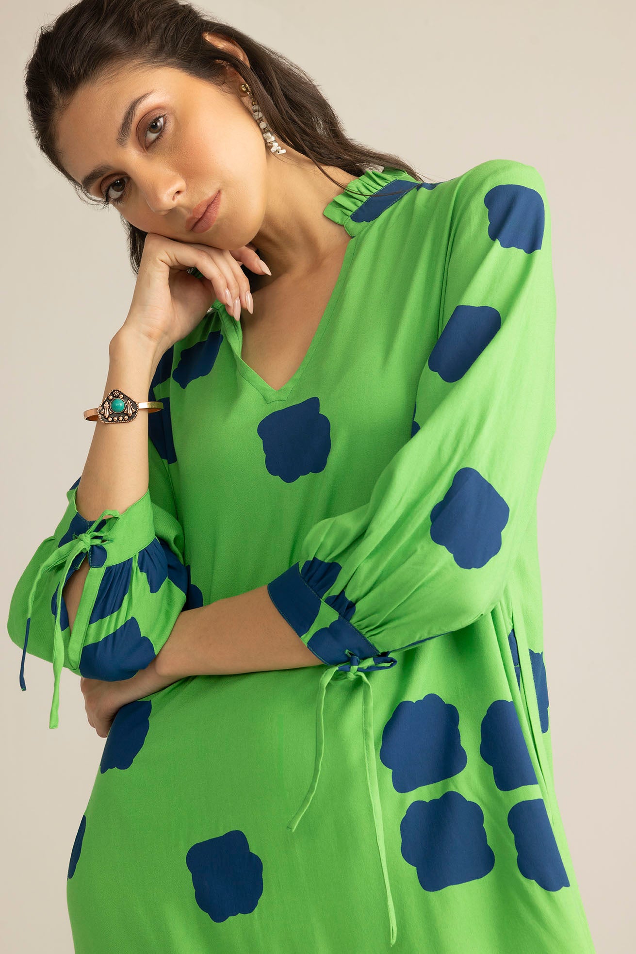 Abstract Eden Long Dress in Neon Ink