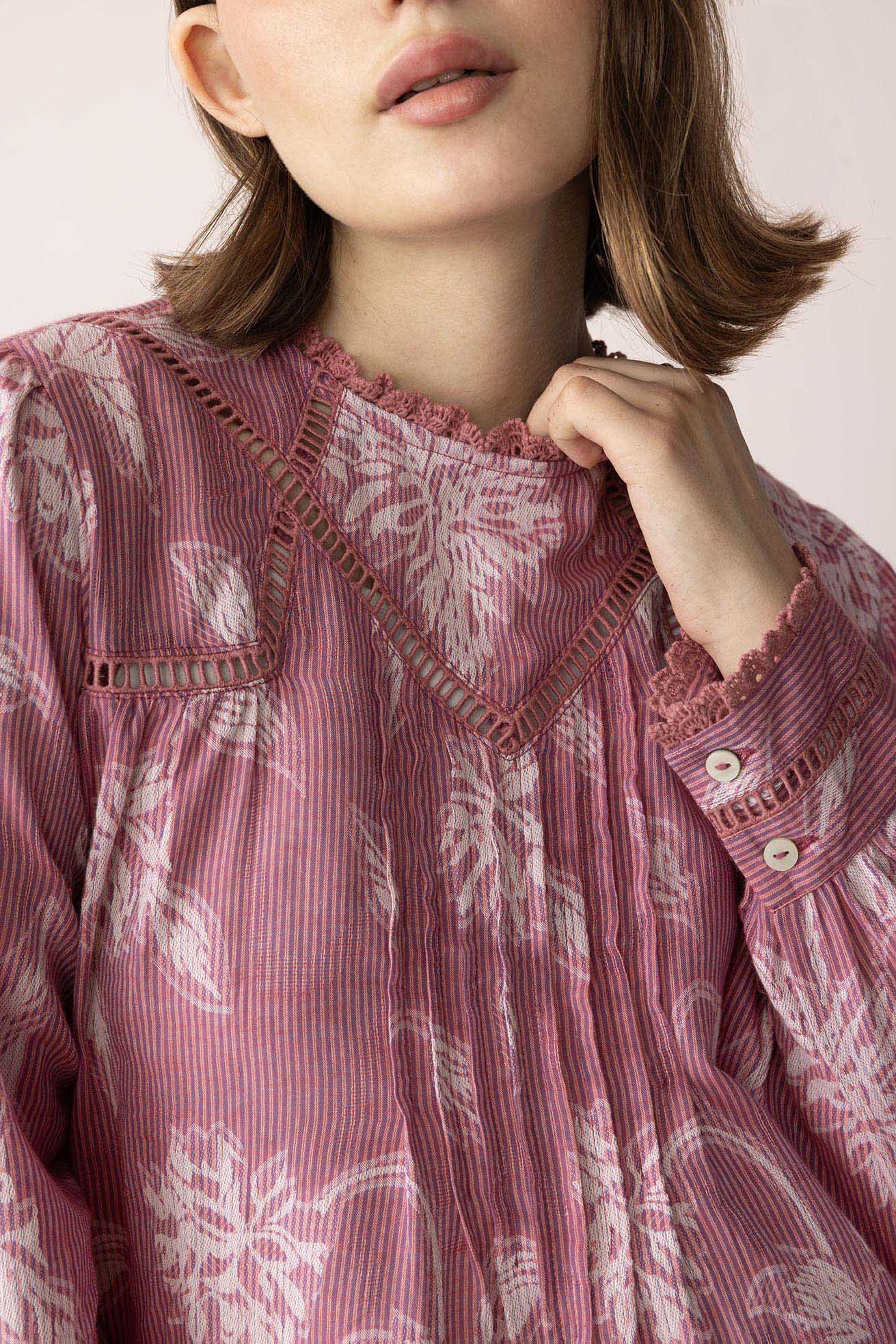 Victorian Bloom Blouse in Dusty Pink