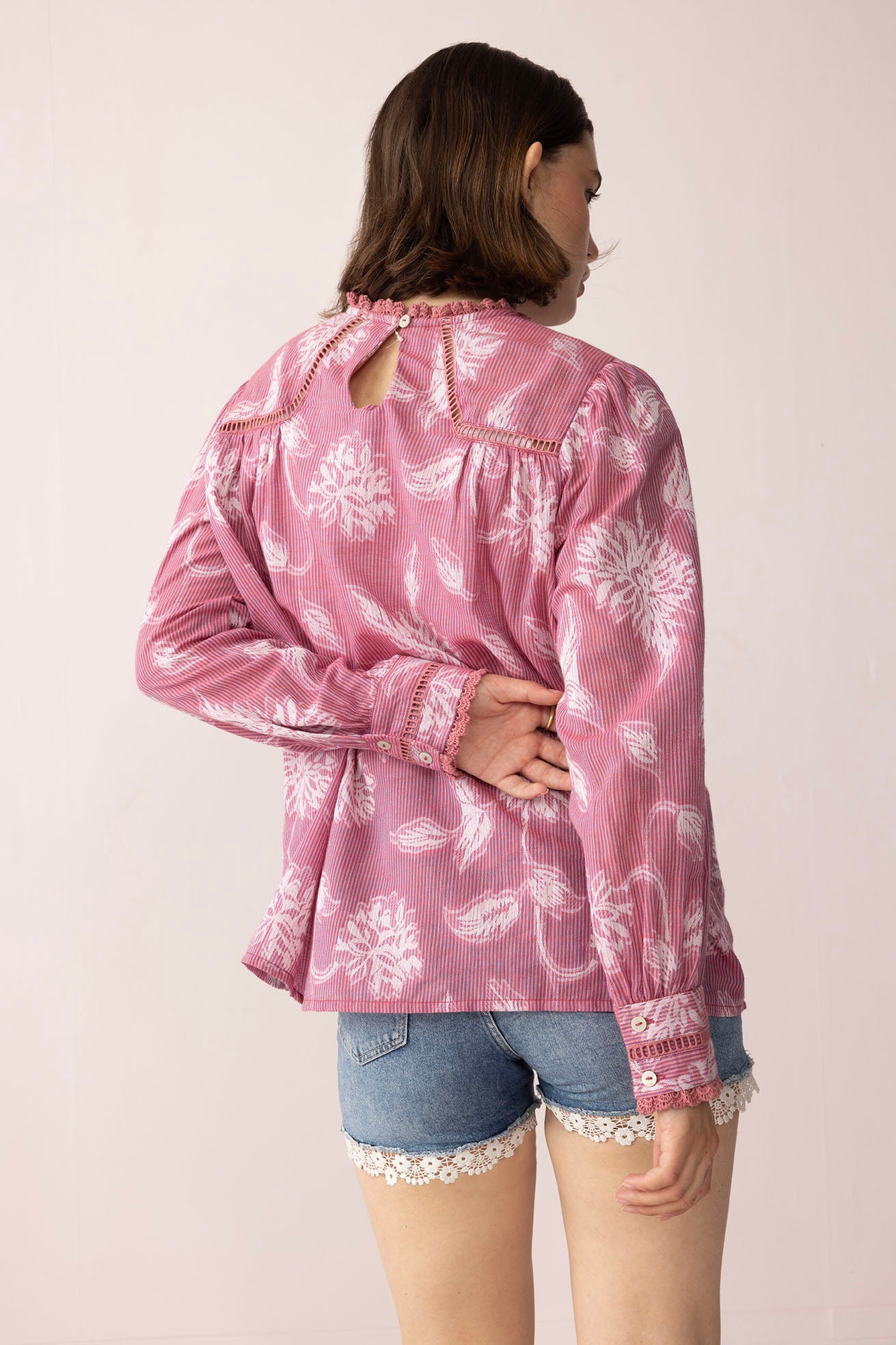 Victorian Bloom Blouse in Dusty Pink