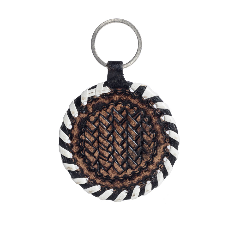 Protector Charm Leather Key Fob in Coal