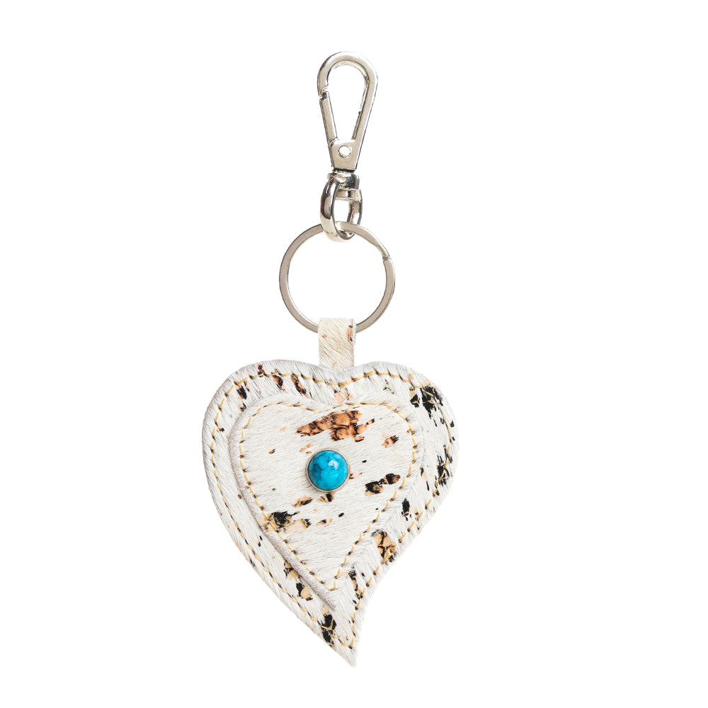 Heart's Love Key Fob in Brown & White