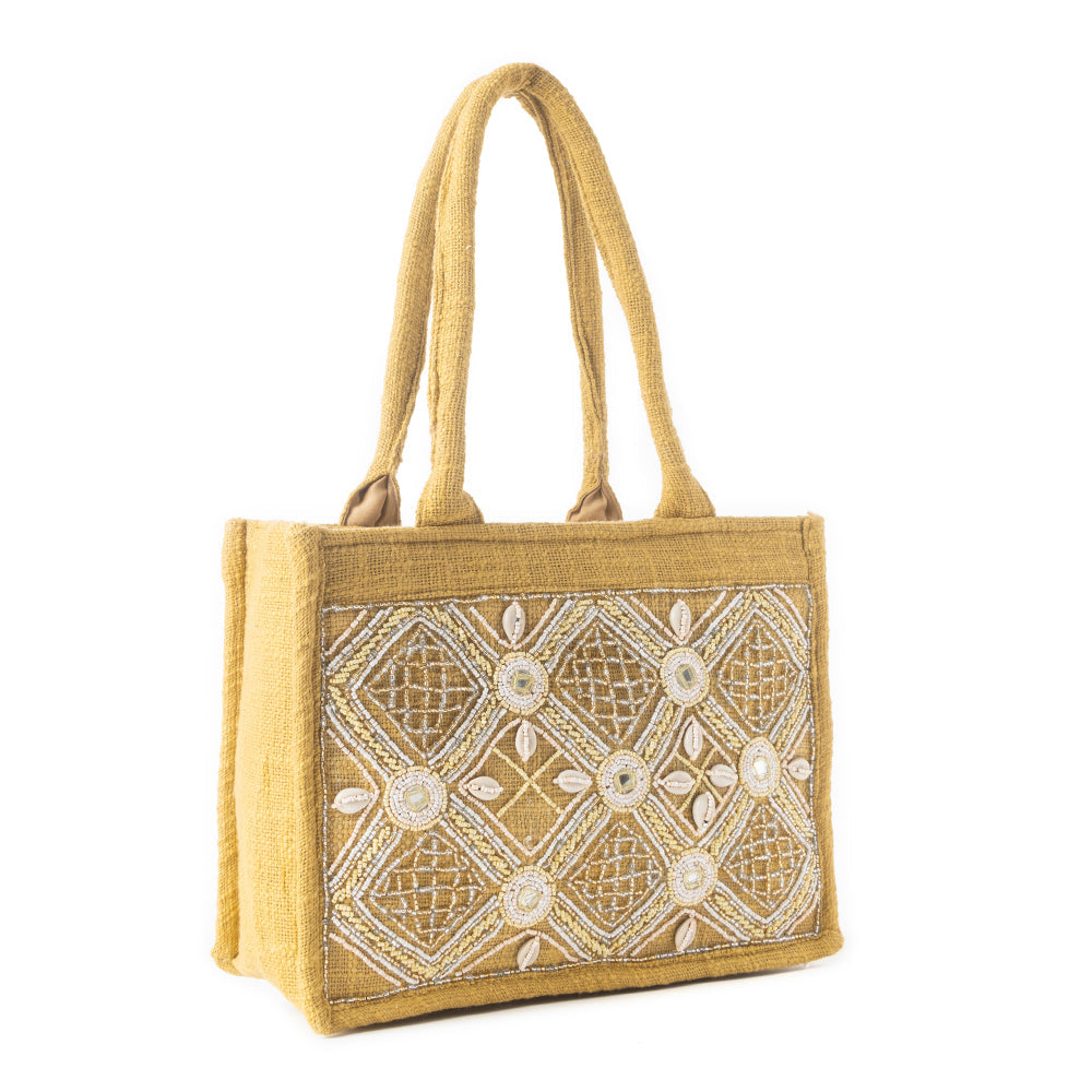 Gypsy Lace Canvas Bag in Yellow