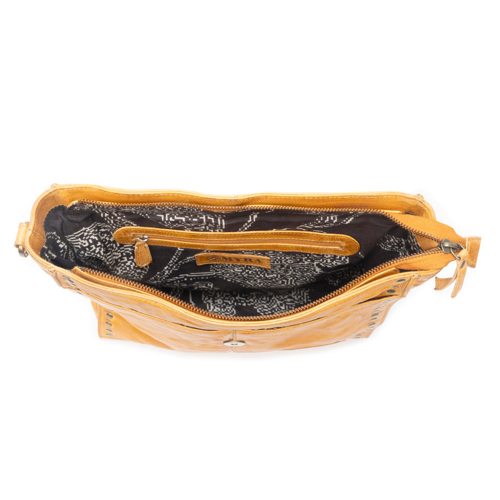 Western Rune Leather Crossbody Bag in Orange