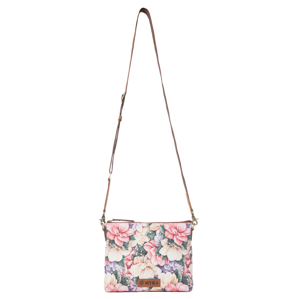 Wildflower Trail Cotton & Leather Crossbody Bag in Vintage Rose