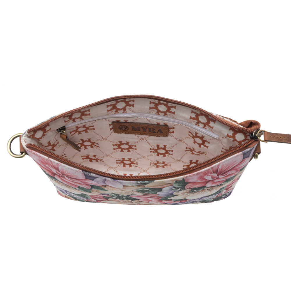 Wildflower Trail Cotton & Leather Crossbody Bag in Vintage Rose