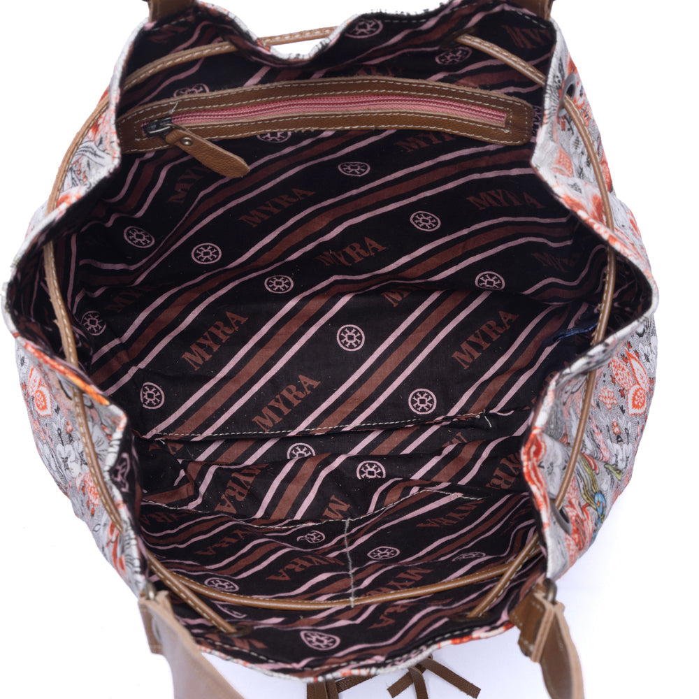 Southern Bloom Cotton & Leather Bucket Bag in Clay Blossom