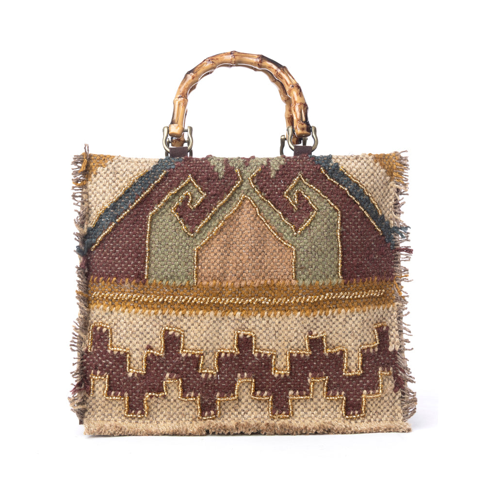 Desert Loom Jute Tote Bag in Olive Amber