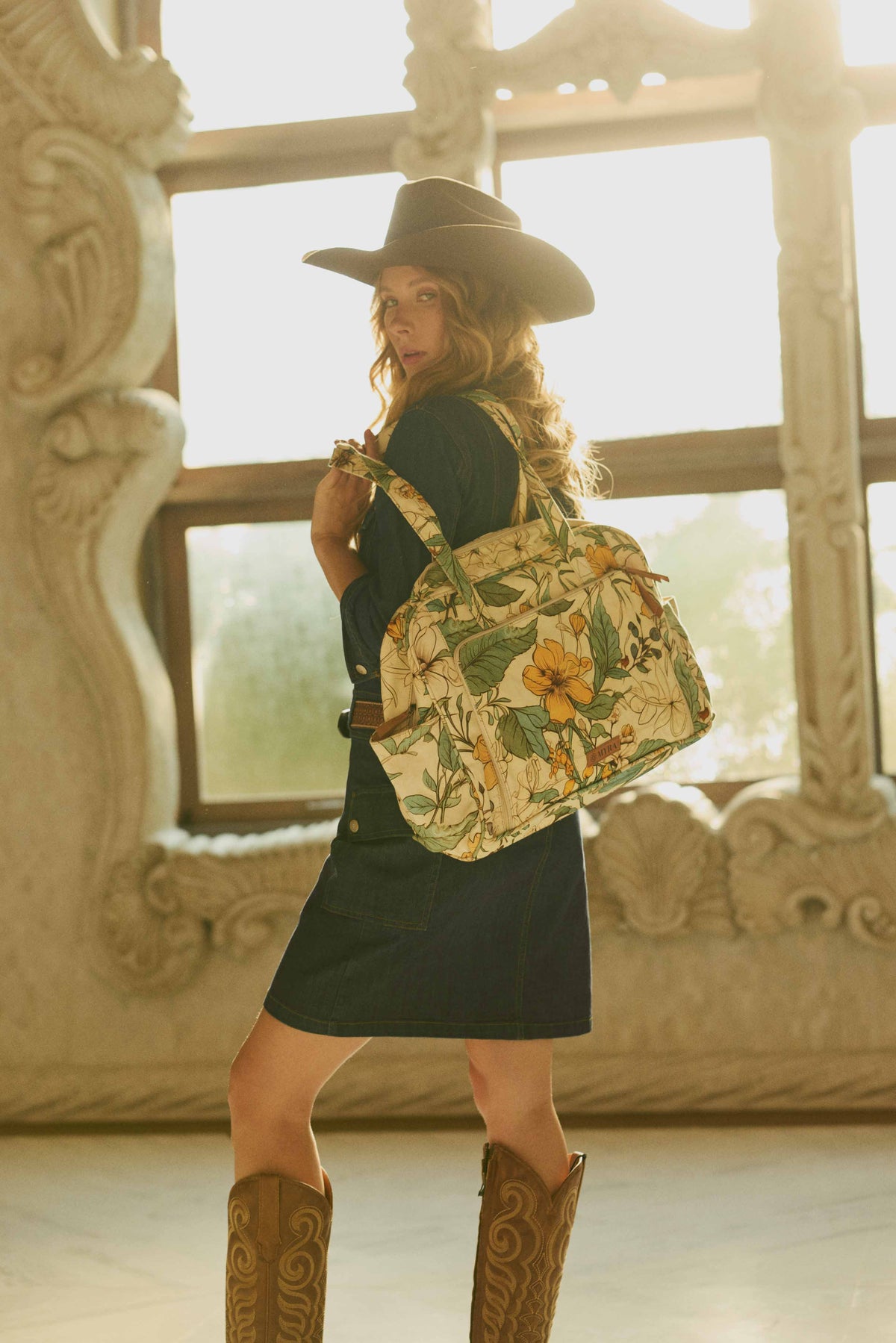 Sunnyfield Cotton Diaper Bag in Ochre Fern