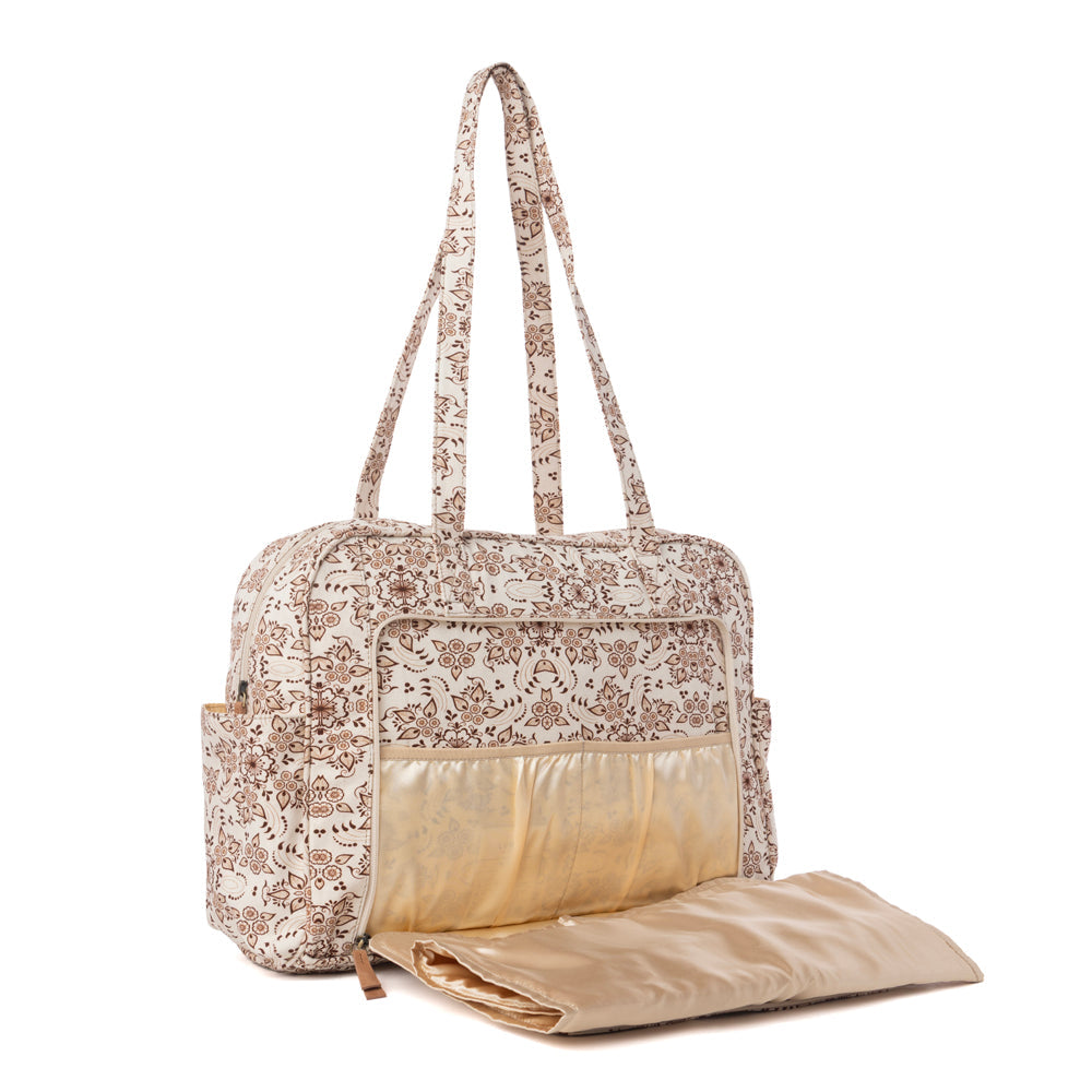 Sunnyfield Cotton Diaper Bag in Mocha Beige