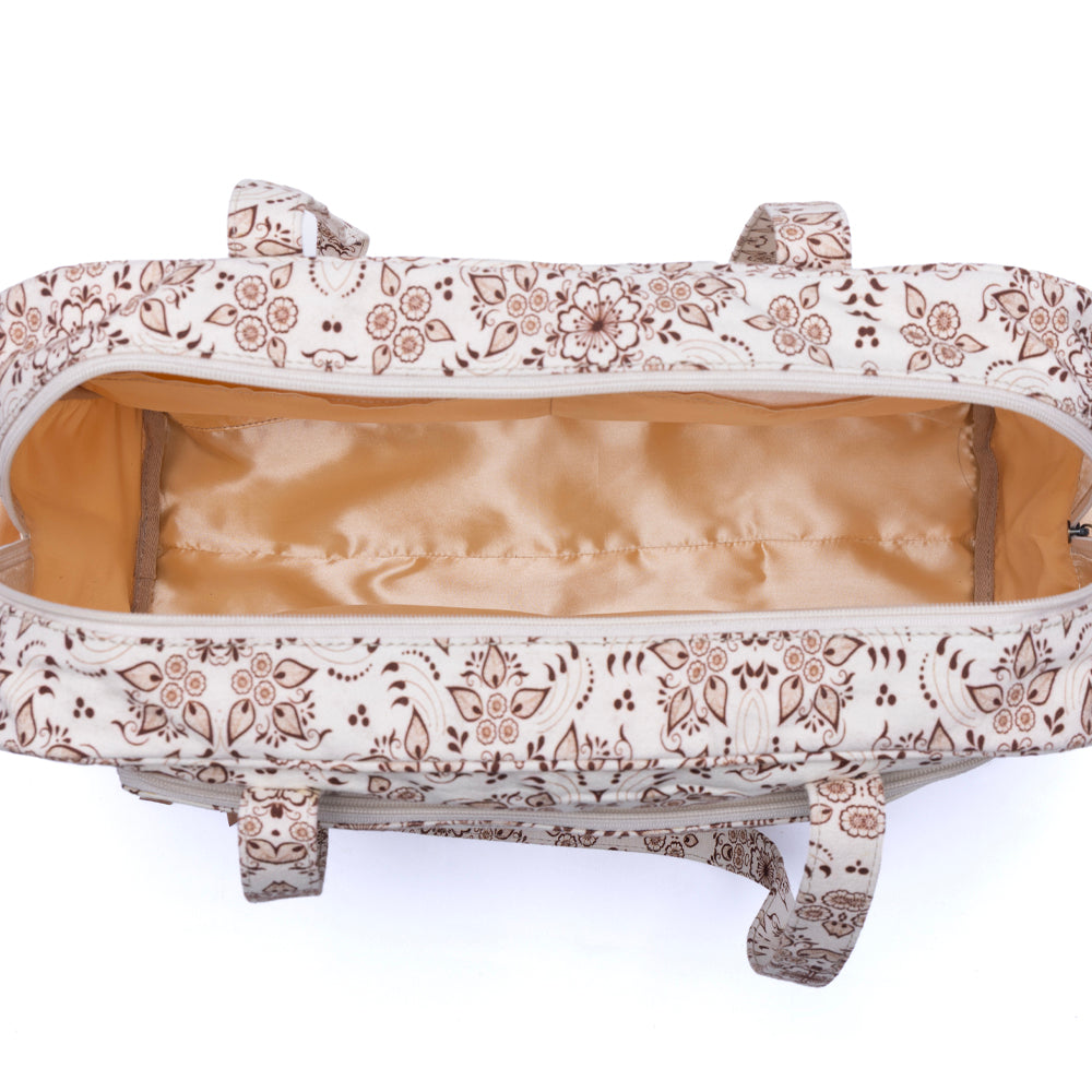 Sunnyfield Cotton Diaper Bag in Mocha Beige