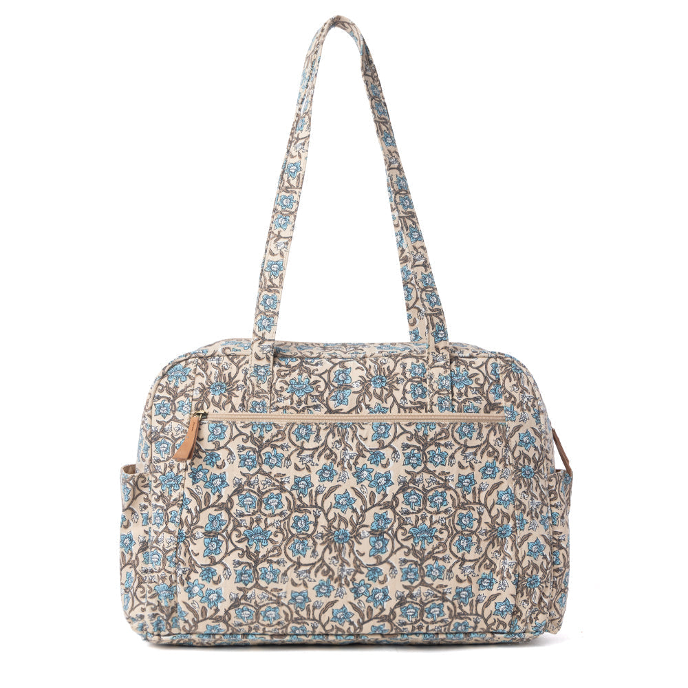 Sunnyfield Cotton Diaper Bag in Dusty Teal