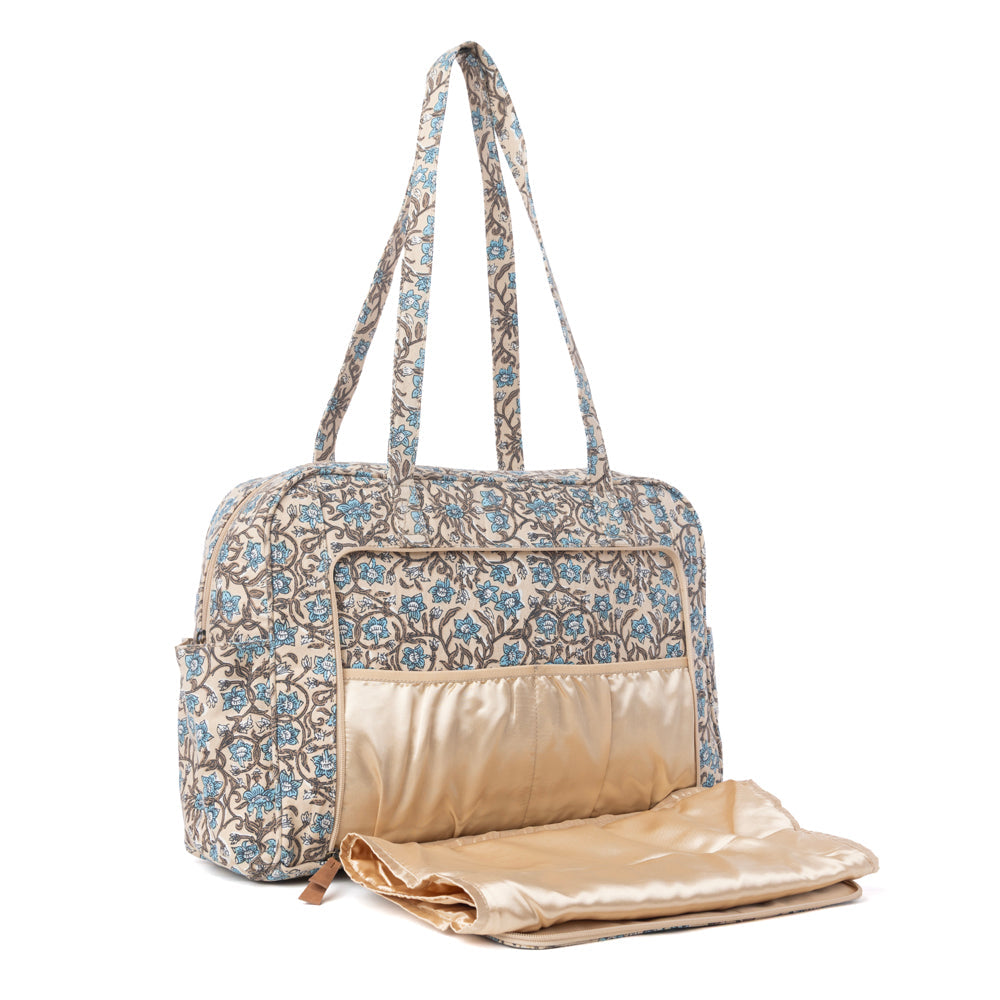 Sunnyfield Cotton Diaper Bag in Dusty Teal