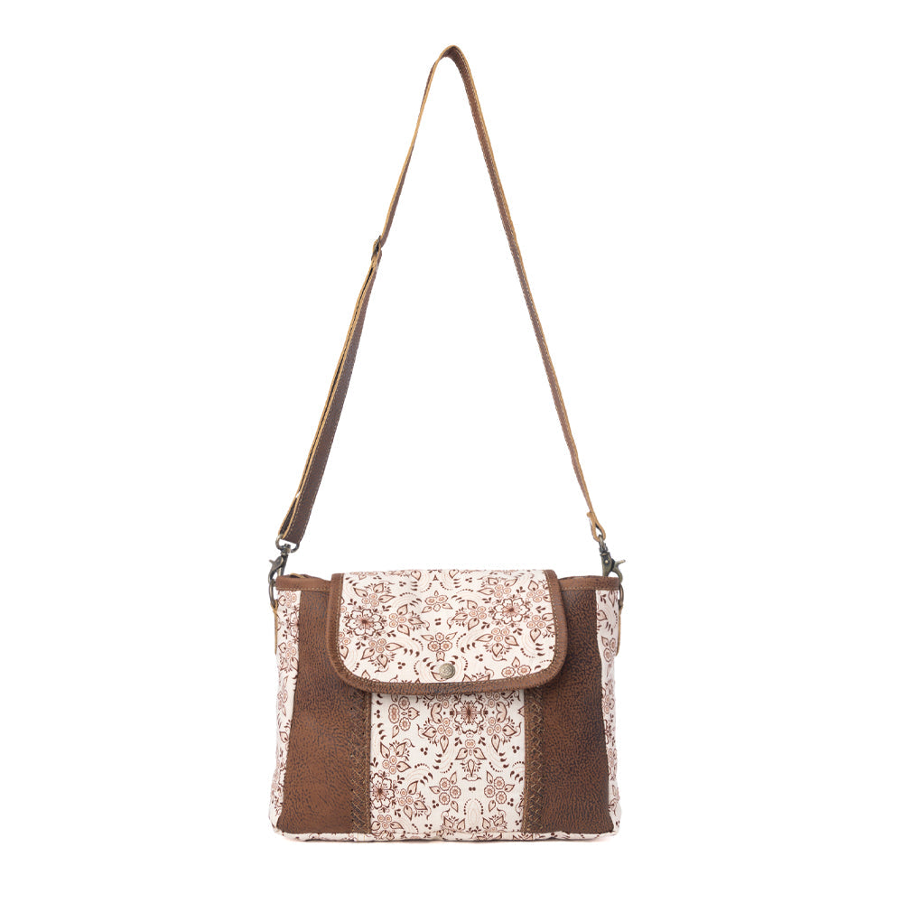 Oakline Cotton & Leather Shoulder Bag in Mocha Beige