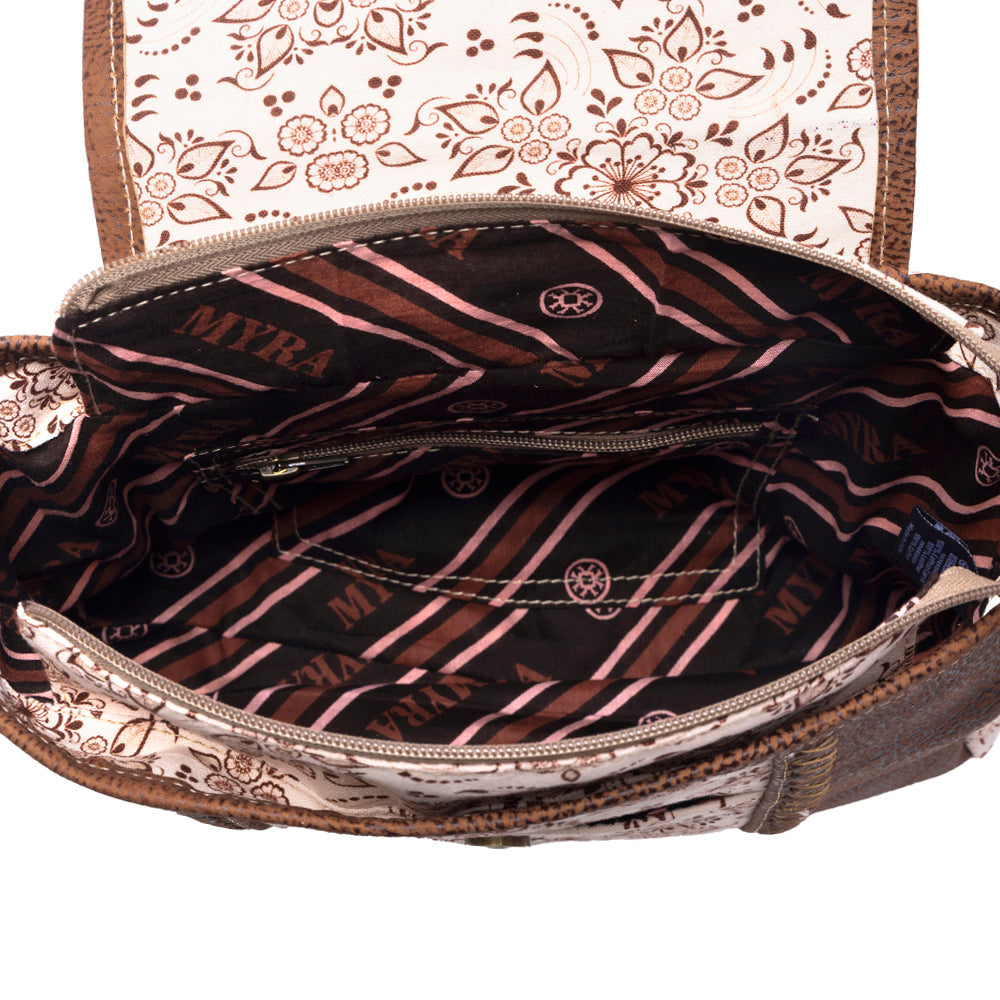 Oakline Cotton & Leather Shoulder Bag in Mocha Beige