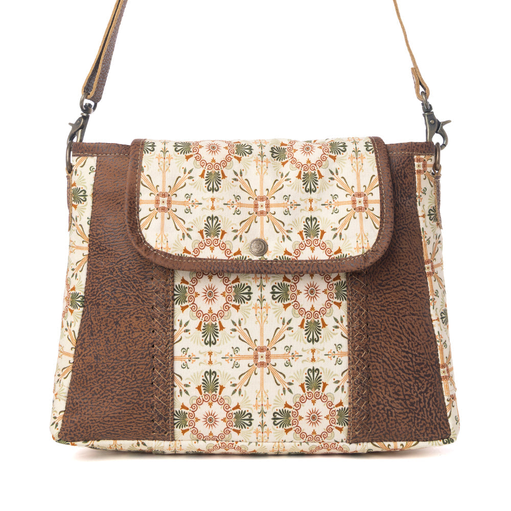 Oakline Cotton & Leather Shoulder Bag in Oat Brown