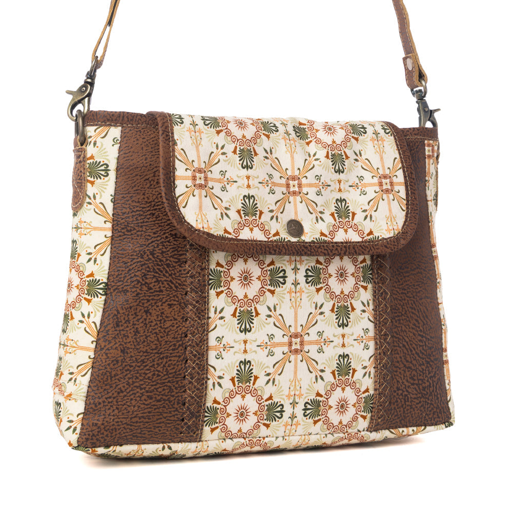 Oakline Cotton & Leather Shoulder Bag in Oat Brown