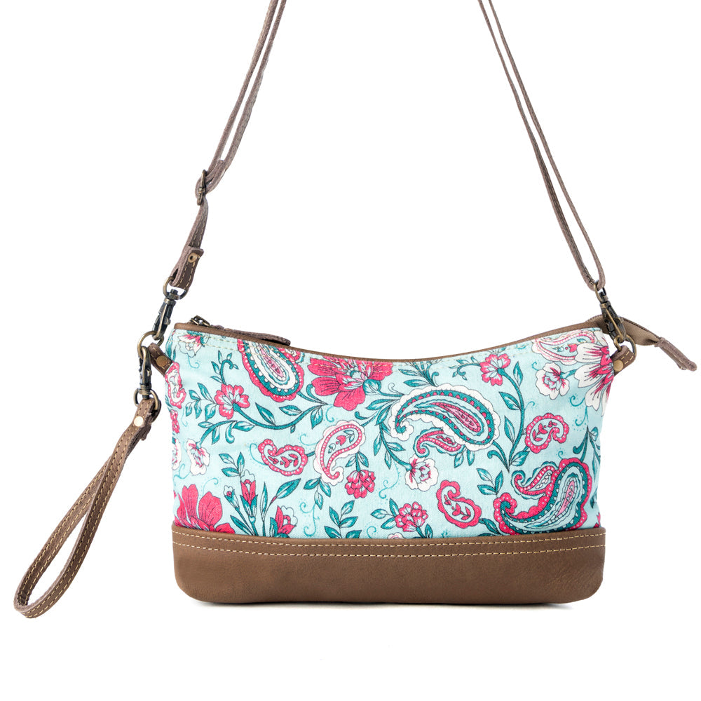 Wild Posy Crossbody Bag for Women in agave with print detail