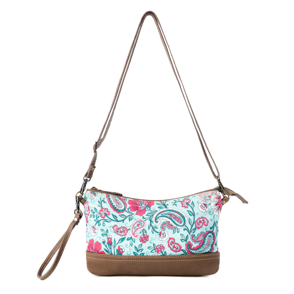 Wild Posy Crossbody Bag for Women in agave with print detail