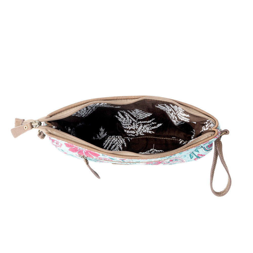 Wild Posy Crossbody Bag for Women in agave with print detail