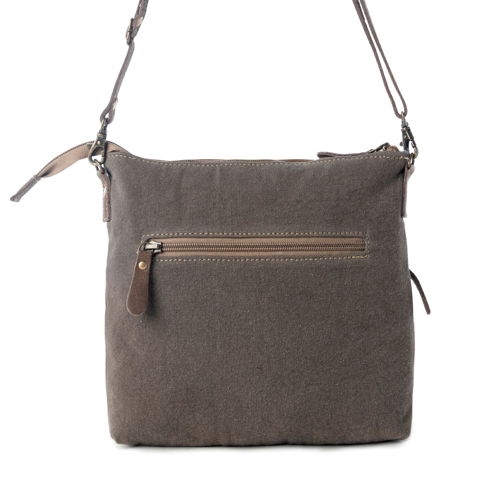 Wildprint Trail Vintage Crossbody Bag for Women in olive with tile detail