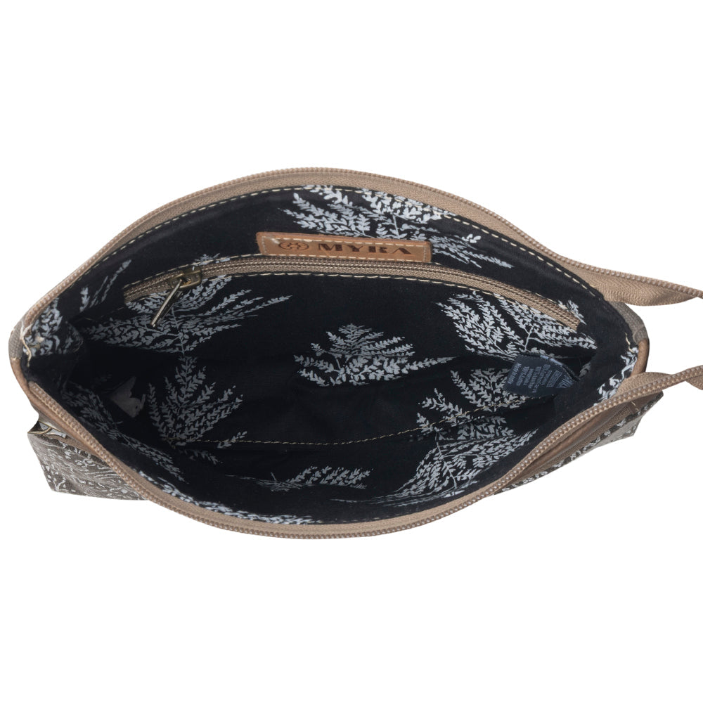 Wildprint Trail Vintage Crossbody Bag for Women in olive with tile detail