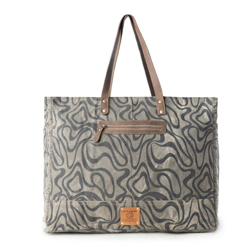 Riverbed Trail Weekender Bag for Women in olive with vintage print detail