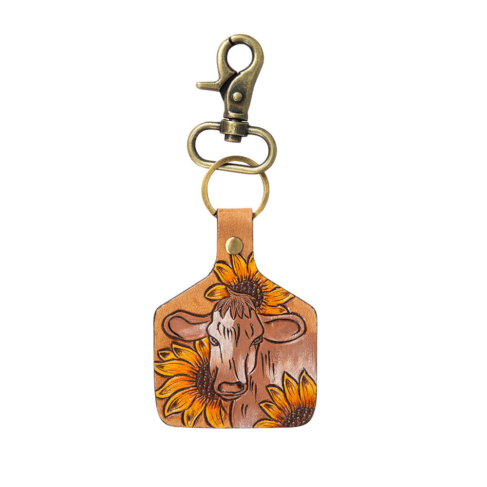 Bovine Bliss Hand-Tooled Key Fob