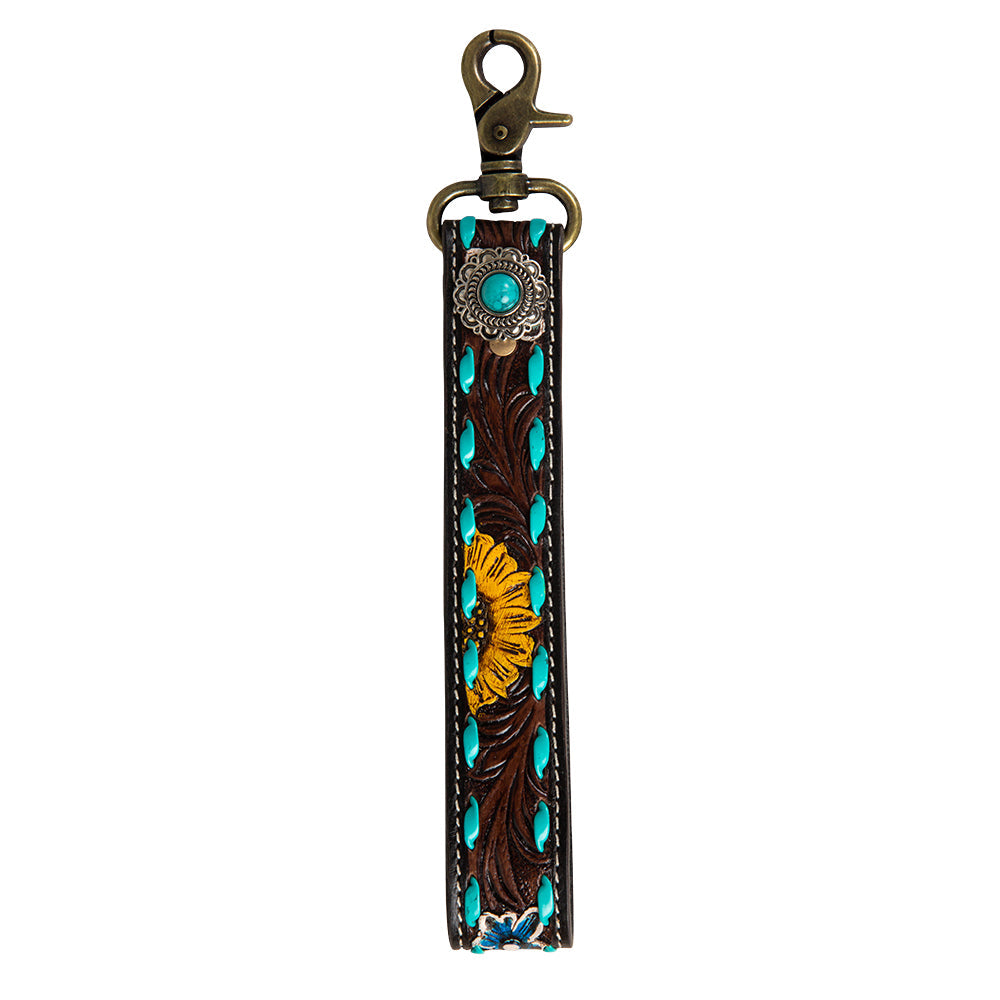 Sunflower Sunrise Hand-Tooled Key Fob