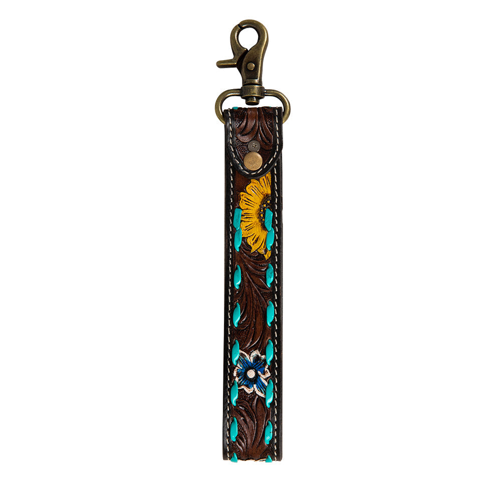 Sunflower Sunrise Hand-Tooled Key Fob