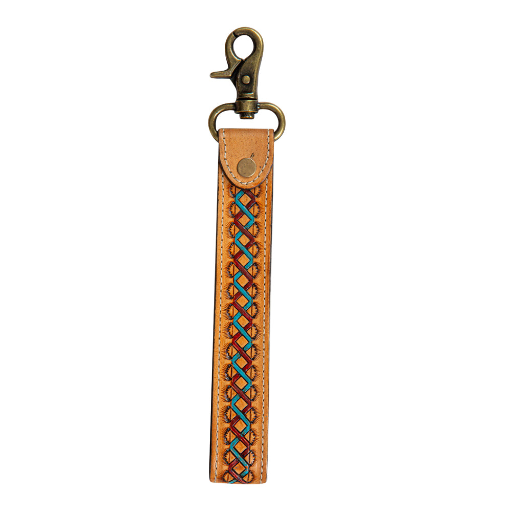 Southwest Braid Hand-Tooled Strap Key Fob