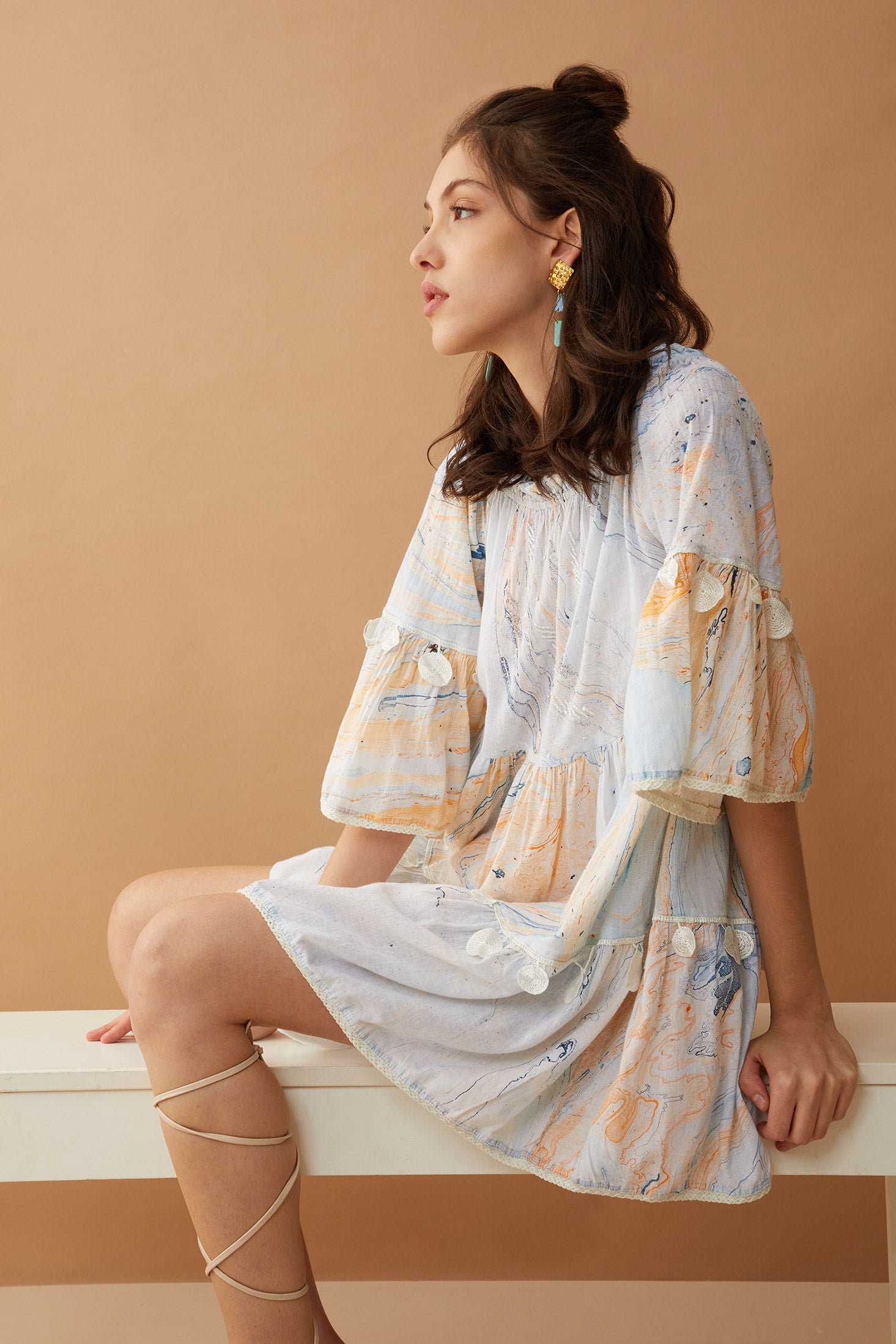 Sansa Marble Off-Shoulder Dress