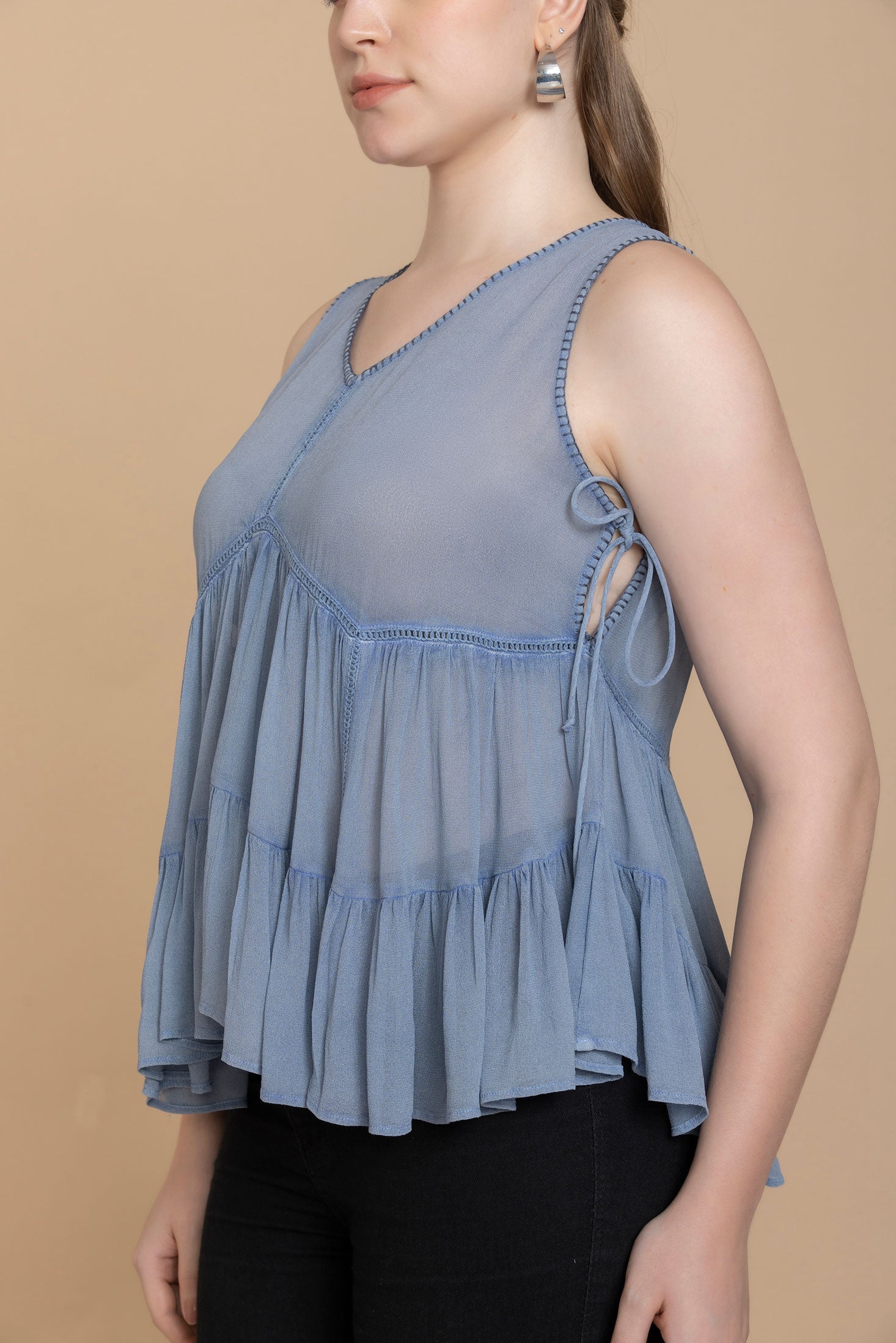 Bohera Faustina Washed Top in Blue