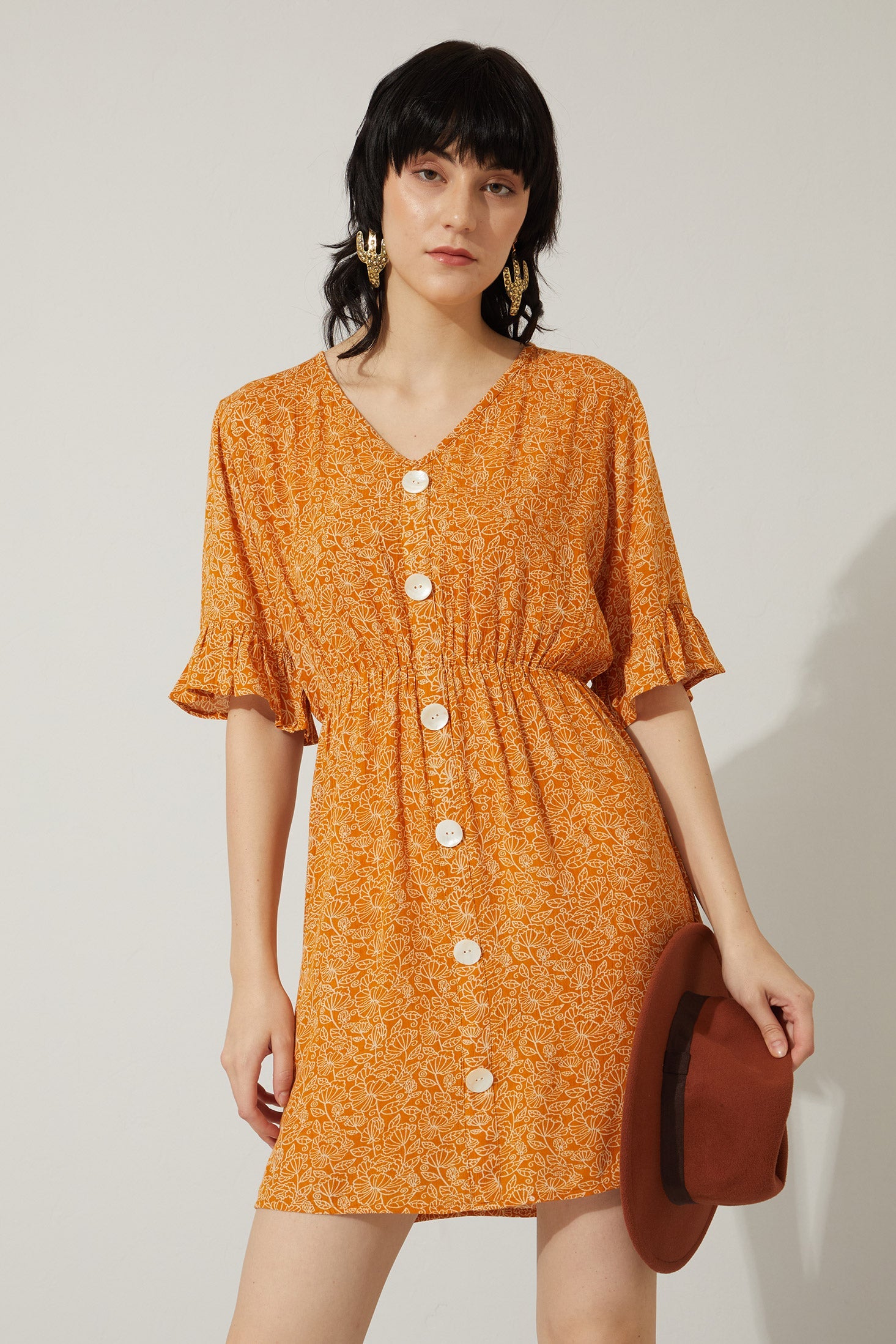 Golden Poppy Drop Waist Dress