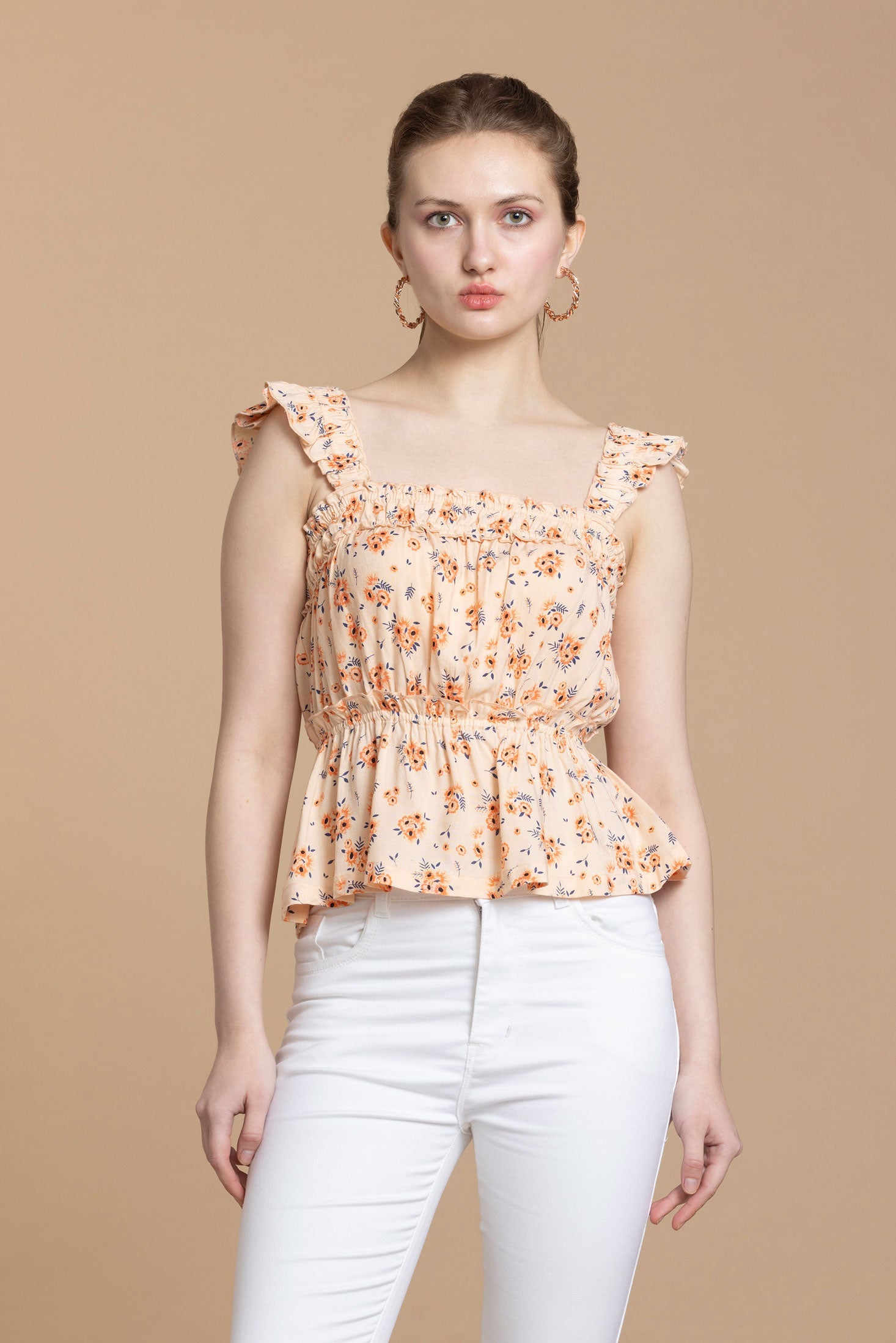 Bohera Sashiko Floral Peplum Top