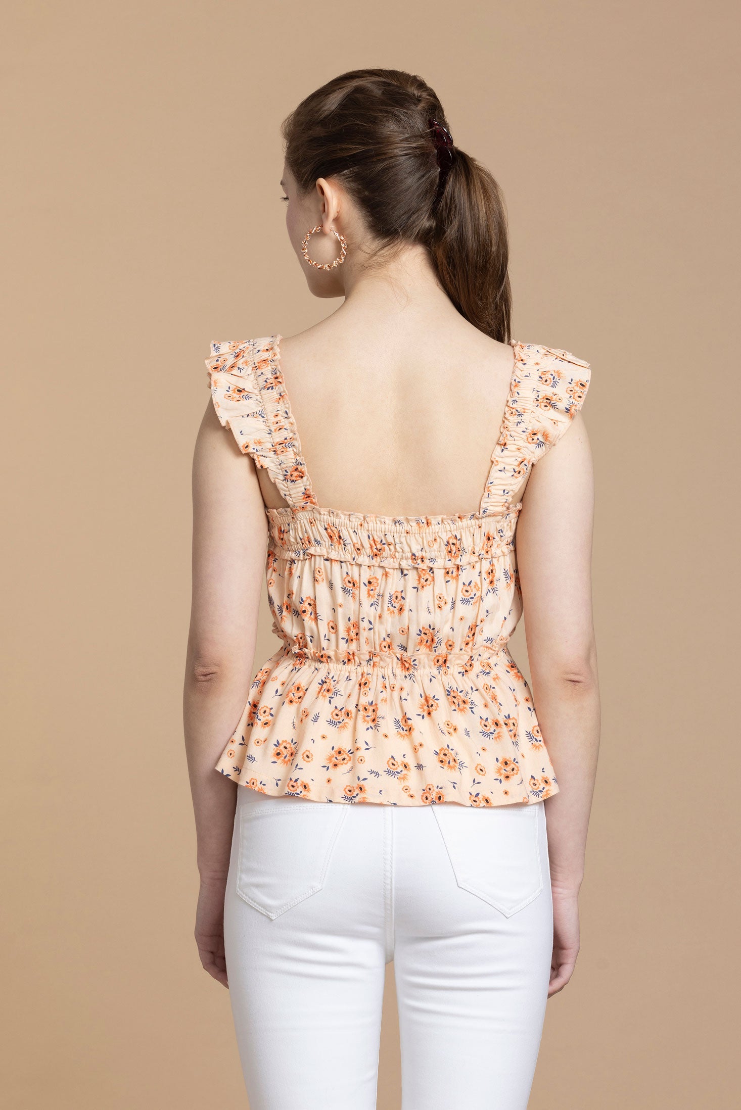 Bohera Sashiko Floral Peplum Top