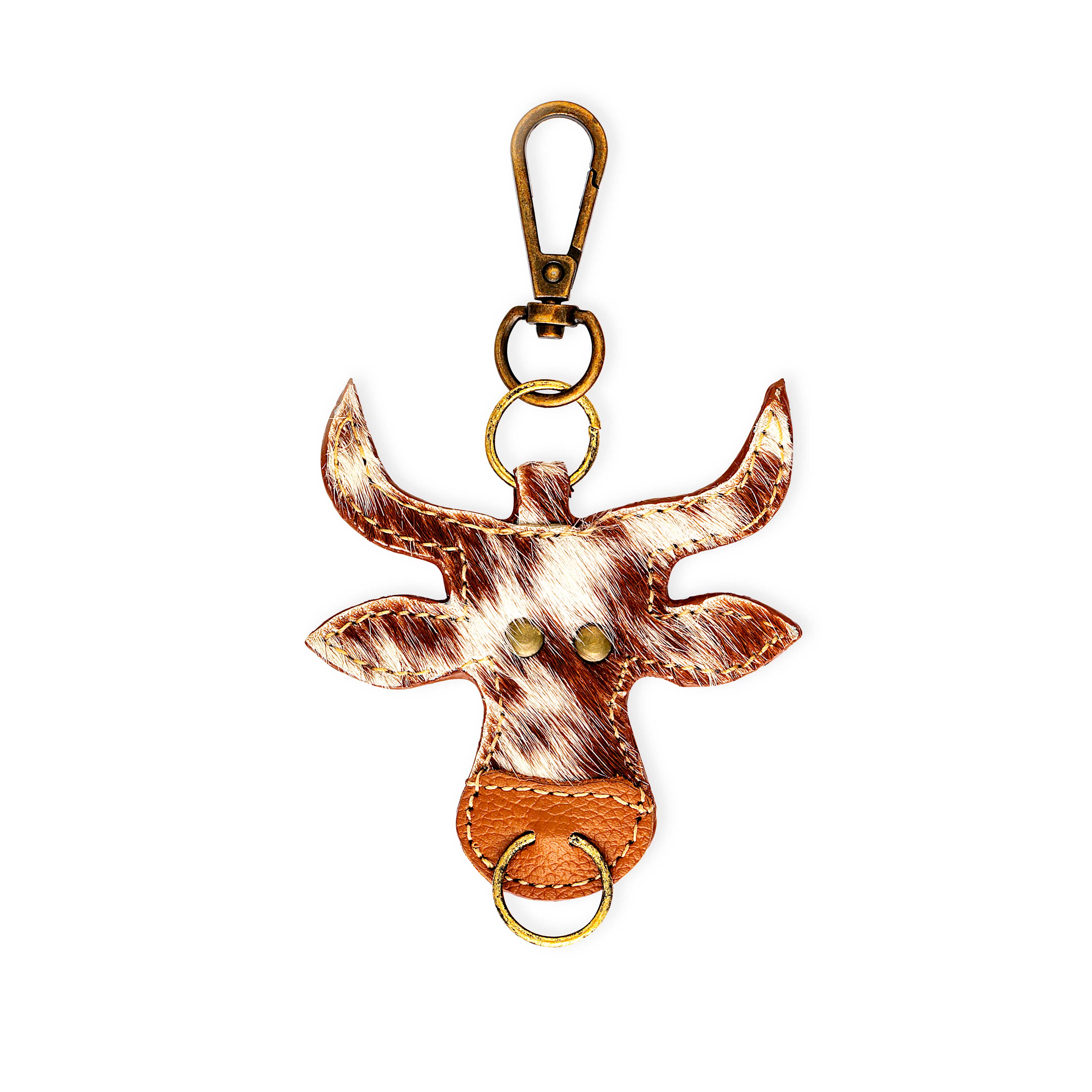 Bessy Cow Hair-On Hide Key Fob In Brown