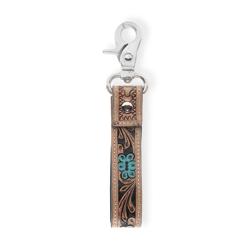 Oregon Way Hand-tooled Leather Key Fob